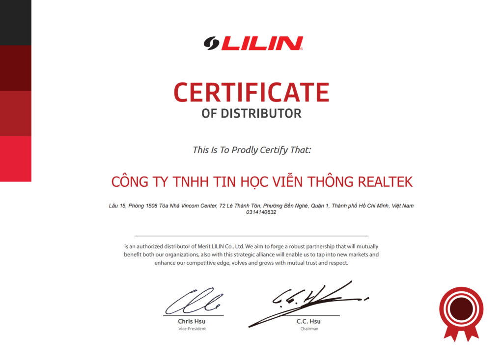 LILIN- CERT_ 經銷證書